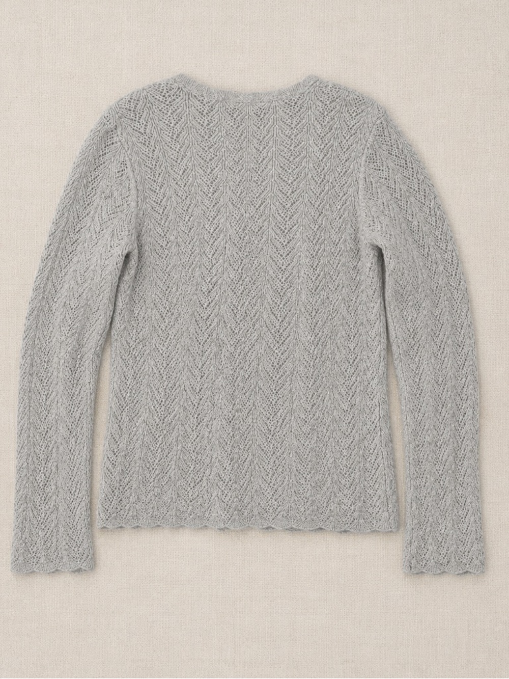 Ann Taylor Cashmere Metallic Open Knit Scalloped Sweater Gray XS/S Lightweight - Picture 4 of 9